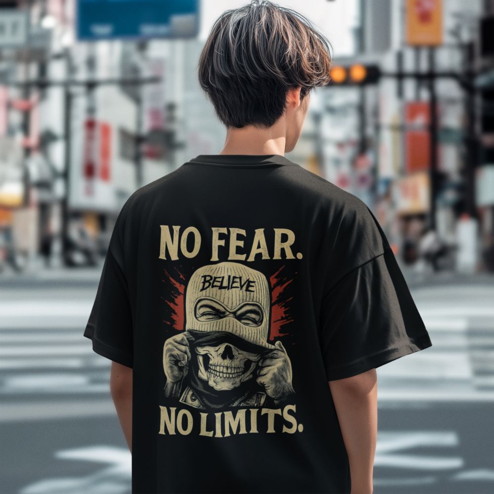 Oversize -   Мъжка Тениска Без страх. Без граници.