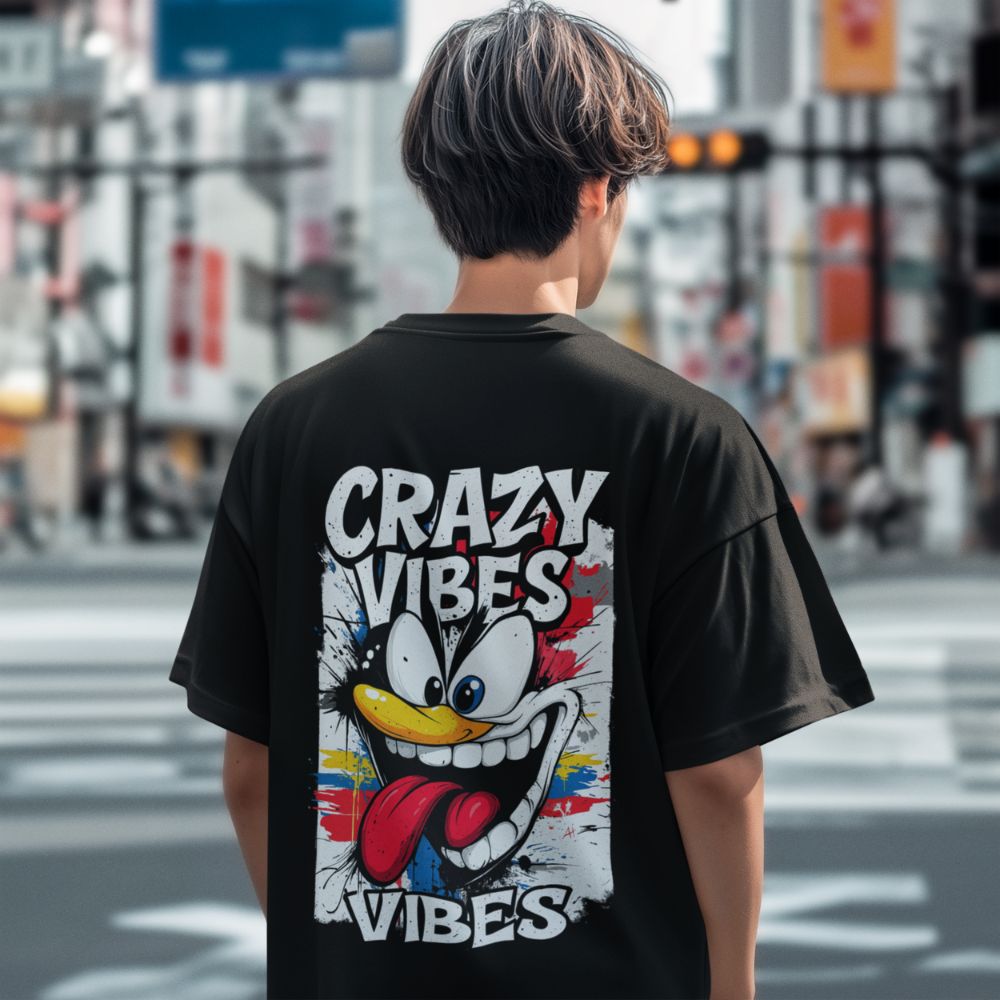 Oversize - Мъжка Тениска Crazy Vibes