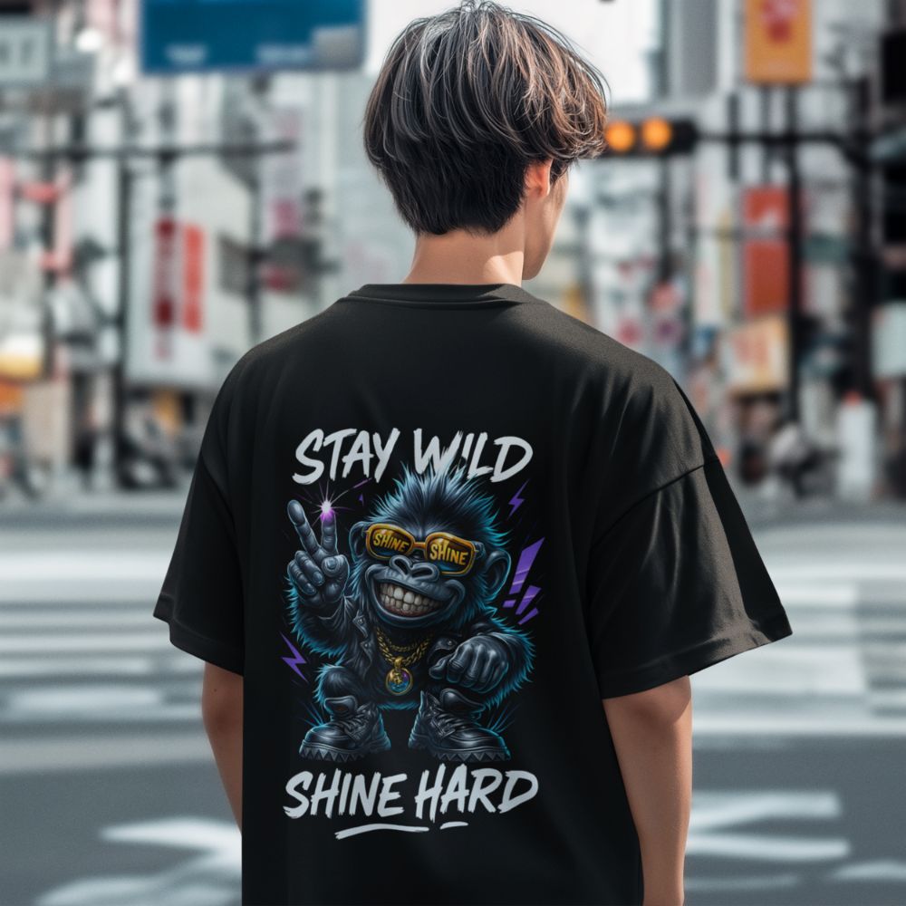 Oversize  Мъжка Тениска Бъди звяр, бъди звезда