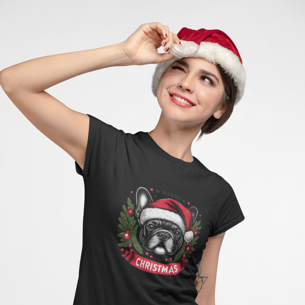 Дамска тениска Коледен Булдог
