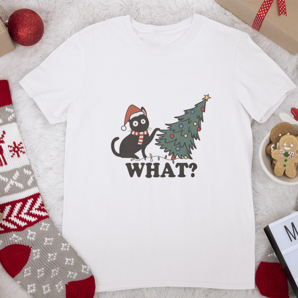 Дамска тениска What? Catmas Edition